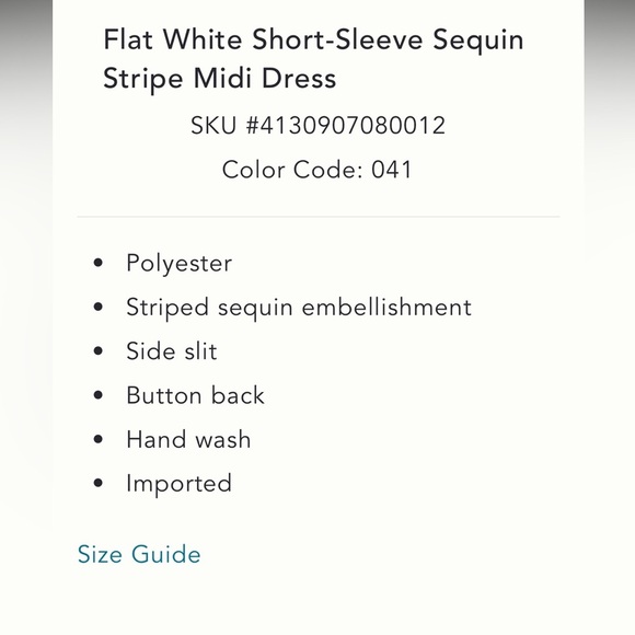 Anthropologie NWT Flat White Short-Sleeve Sequin Stripe Midi Dress size S. - Picture 5 of 16